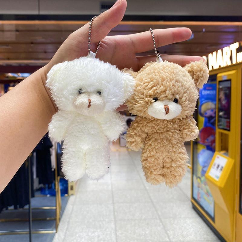 Porte-clés Ours en Peluche avec Anneaux de Clés Argentés et Dorés pour les Collectionneurs de Charms de Sac