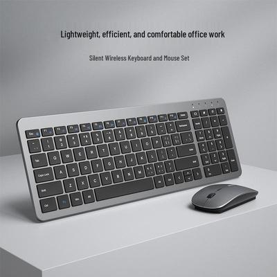 Hangshi Ultra-thin Silent Wireless Keyboard & Mouse Set for Universal Desktop/Laptop Use