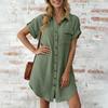 Damen Sommerkleider Button-Down Hemdblusenkleid Lässiger Stil Sommerkleider für Damen Urlaubs Outfits für Damen 2026 Strandkleider für Damen