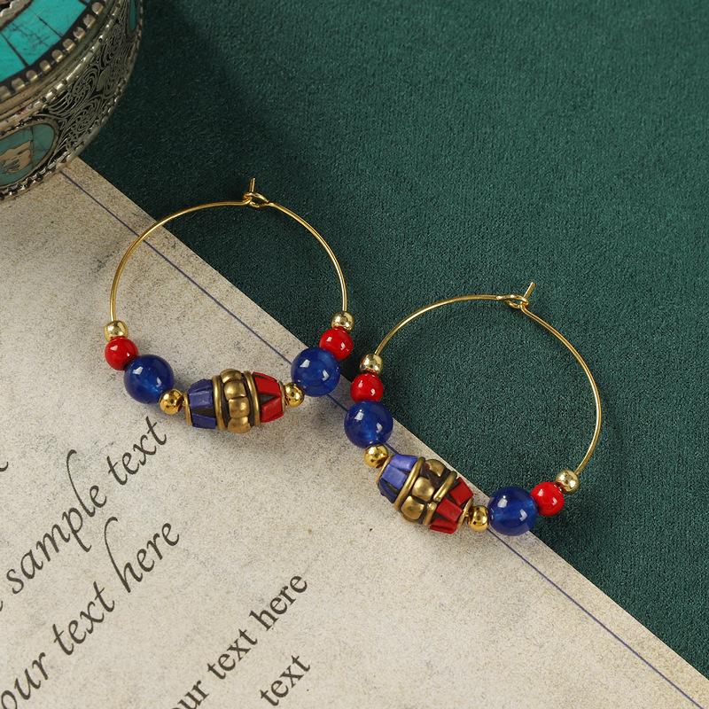 Niche Design Nepalese Earrings Xizang Style Retro Exotic Personality Earrings Women's Simple Earrings Earrings