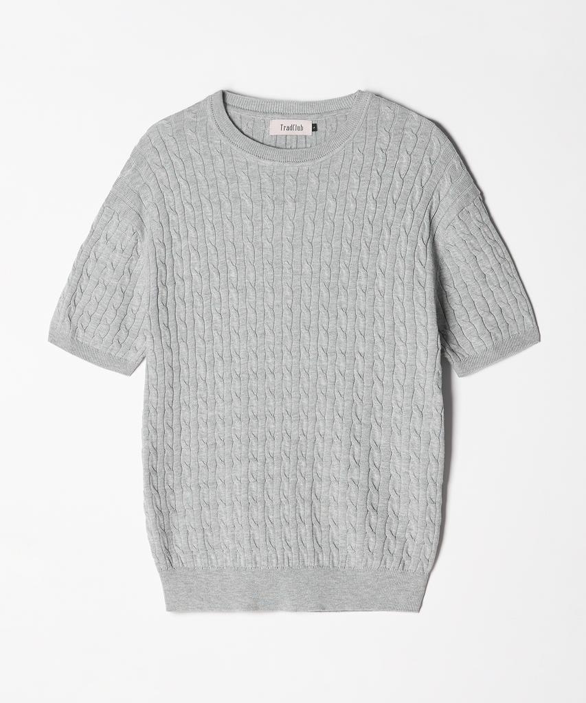 TRADCLUB Cable Round Short Sleeve Knit 7 Colors (Type A)
