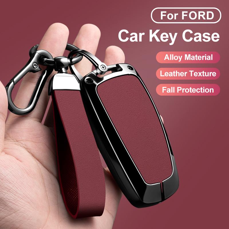 Zinc Alloy Leather Car Remote Key Case Cover For Ford Fusion Mustang Expedition F-450 F-350F150 Edge Explorer Mondeo Mk5 Focus