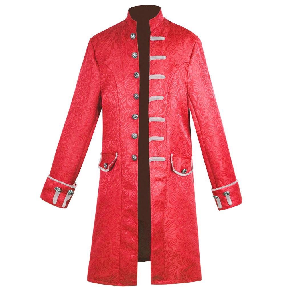 Halloween cos men's cos clothes medieval clothes men's jackets trench coat medium and long retro stand-up collar