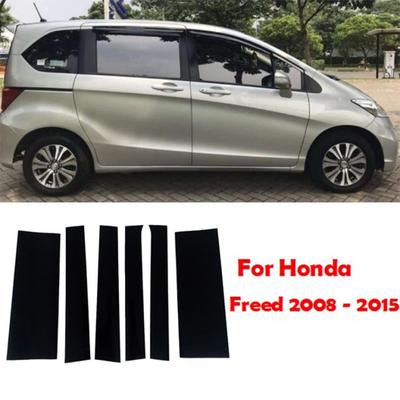 6 Stück/Set Auto Fenster Tür Säule B C Säule Pfosten Verkleidung Abdeckung Glänzend Schwarz PC Aufkleber Zubehör für Honda Freed GB3/GB4/GP3 2008-2016