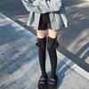 Damen kniehohe Socken Strümpfe Lolitas Schleife Schnürung Wadenstrümpfe Bommel Oberschenkelhohe Strümpfe Süß Niedlich Überknie-Socken