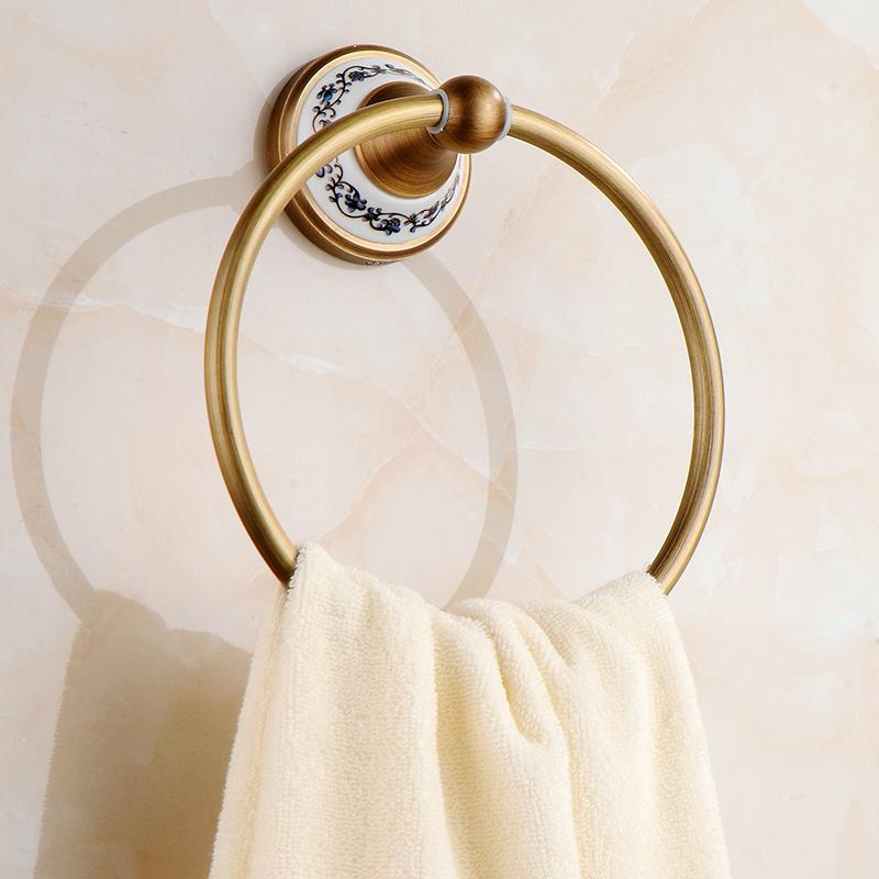 Brushed Bronze Brass Towel Ring Oval Contemporary Bathroom Hand Towel Holder Wall Mounted,Antique Brass Finish Towel Rack EL80A