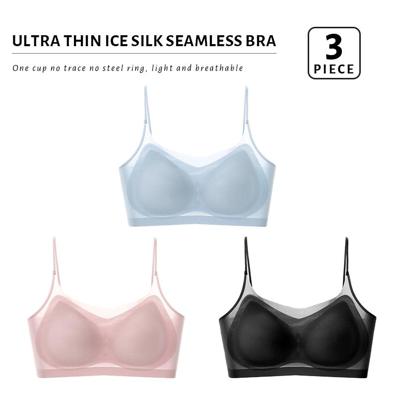 3PCS/Set Nahtlose Damenunterwäsche, Ultradünner BH, Push-Up-BH, Kabelloser Vollschalen-BH, Atmungsaktives Bralette, Intime Lingerie Damen