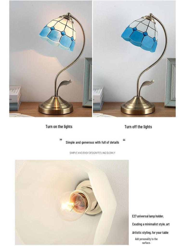 Retro European Mediterranean Bedside Lamp - Warm, Creative Decorative Lighting for Bedroom or Study