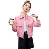 Pink leather jacket women's spring and autumn models new good-looking short loose casual leather jacket