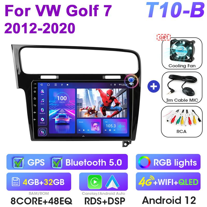2 Din Android 12 Car Radio For Volkswagen VW Golf 7 MK7 GTI 2011 - 2025 Multimedia Video Player GPS 4G Carplay Auto Stereo QLED