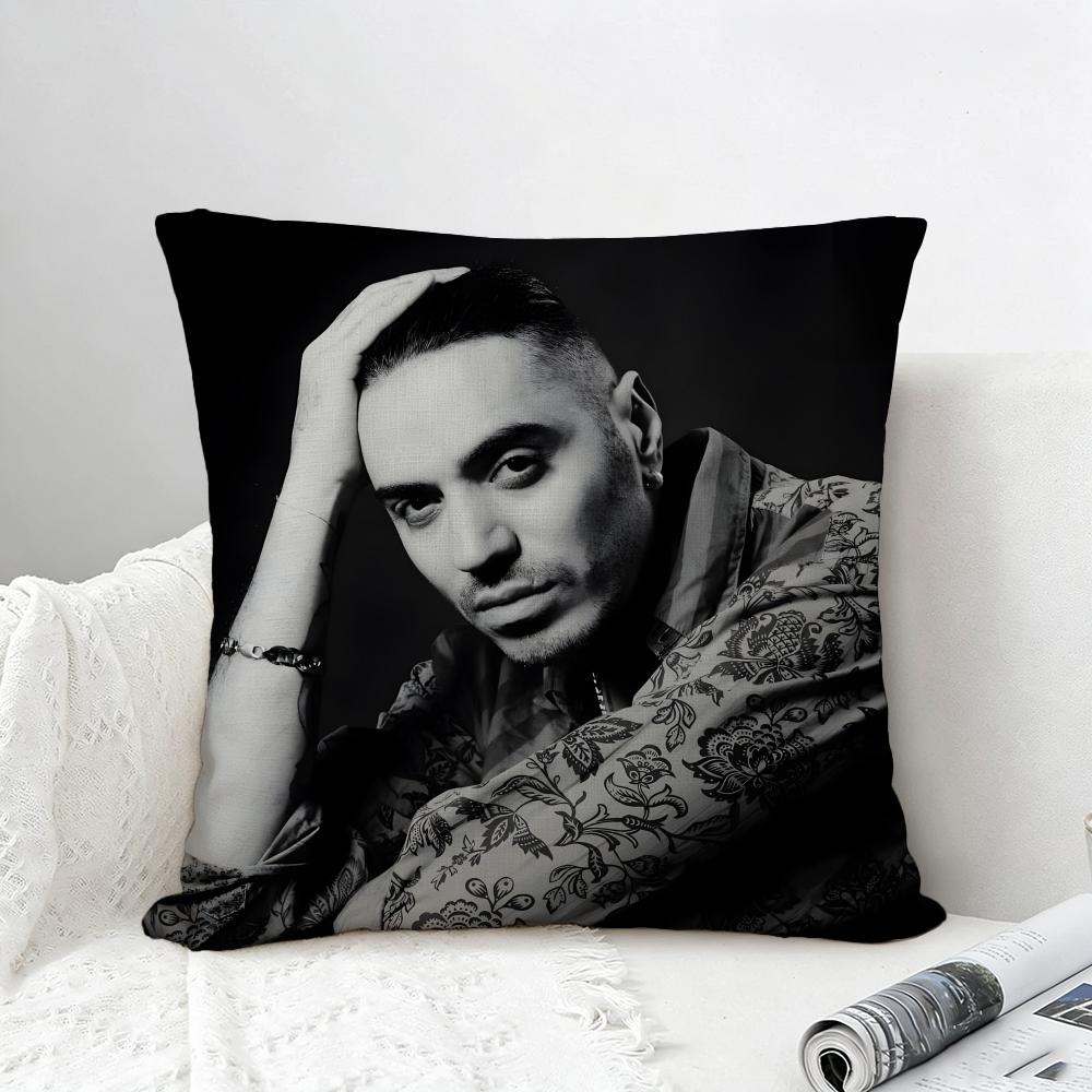 Rapper Marracash Cushion Cover Natural Linen Pillowcase Set AllinOne Decor for Sofa Bedroom  Chair