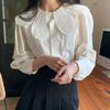 Spring/Autumn 2025 Women's Retro Lace Peter Pan Collar Puff Sleeve Top