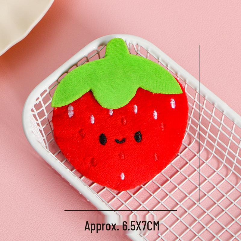Cartoon Fruit Plush Brooch & Hair Clip: Strawberry, Pear, Watermelon