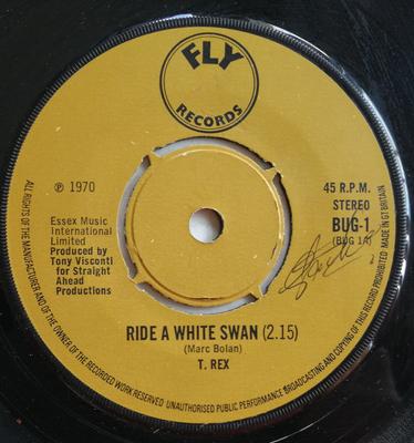 7-Zoll-Schallplatte T. REX - Ride A White Swan BUG1 Fly Records 1970 UK Rock Gebraucht