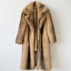 European and American autumn and winter new suit collar fox fur jacket artificial fur striped extended coat