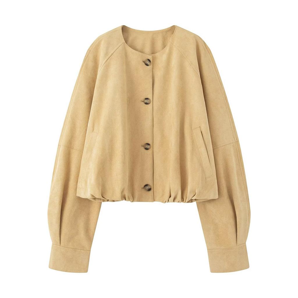 Ladies' Fashionable Short Sleeved Button Up Jacket Jacket