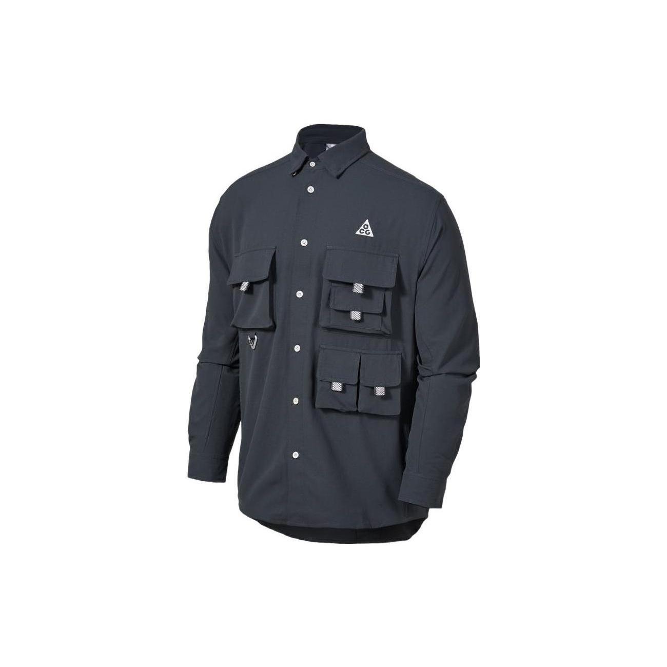 Men s Nike ACG Dri-fit Uvdevastation Trail Multiple Pockets Casual Solid Color Long Sleeves Navy Blue Jacket DN3937-070 S