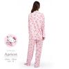 SAZAC Hello Kitty Shirt Powder Long Sleeve and Pants Dot Hello Kitty Design Pajamas, Stretch, Women's, Set, Loungewear, (Apricot/L/SAN1786)