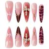 Press on Nails Long Stiletto Fake Nails with 3D Designs Dark Gothic Acrylic Nails Reusable Glossy Artificial Full Cover False Nail for Women 24Pcs