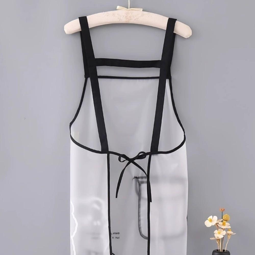 2PCS/SET Transparent Waterproof Apron with Pockets Sleeveless Design Kitchen Apron Lightweight Oil Resistant Workwear Apron