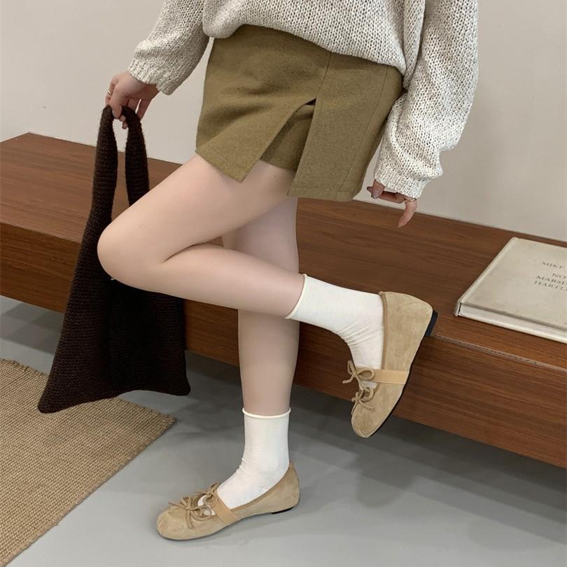 Round head bow flat ballet shoes women's 2025 new gentle French Mary Jane shoes evening wind light mouth single shoes