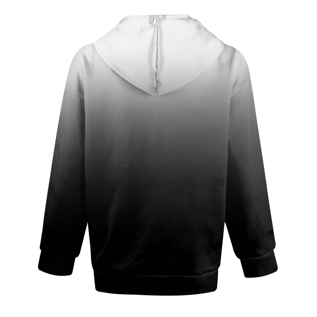 Women's Hoodie, Color Gradient Printed Long Sleeved Loose Hooded Sports Jacket