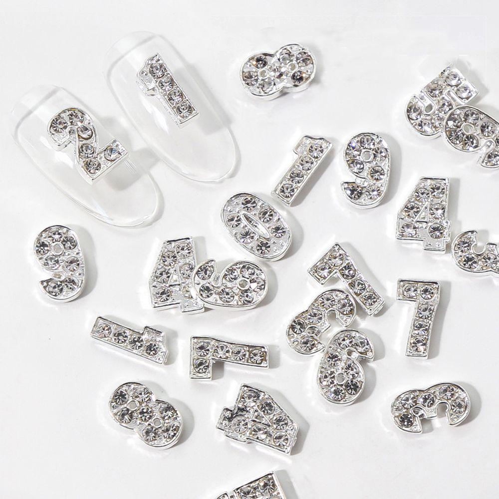 

0-9 Number Nail Charms 3D Manicure Accessories DIY Nail Art Decorations Zircon Rhinestone Nail Tool