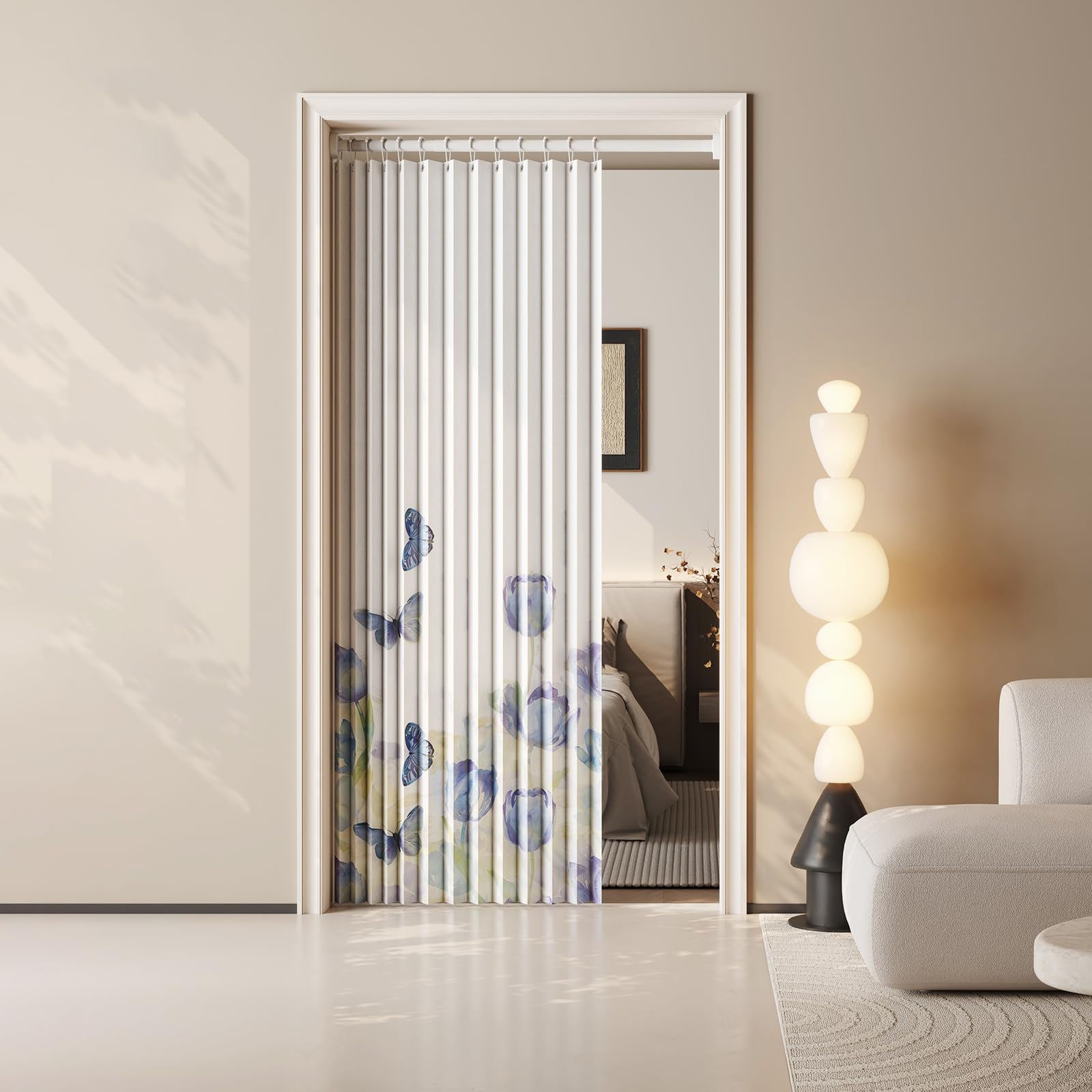 

Mizukiori Стильная Складная Комнатная Перегородка Дверь Свет Энергия Цветочный Принт Компактная Идеально для Гостиной и Длина Ширина Ледяной Голубой Тюльпан Занавеска, Занавеска,