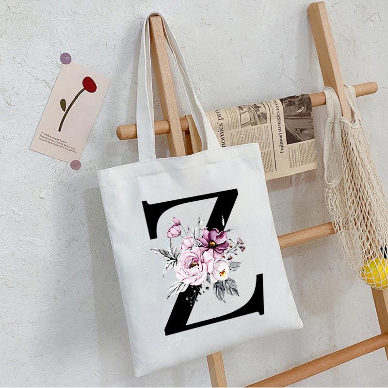 

24 буквы принт студенческая портативная холщовая сумка сумка-тоут большая вместимость новая сумка-мессенджер No Spec