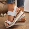 Women Summer Wedge Sandals Open Toe Platform Heels Slip On Beach Casual Lightweight Comfortable Shoes