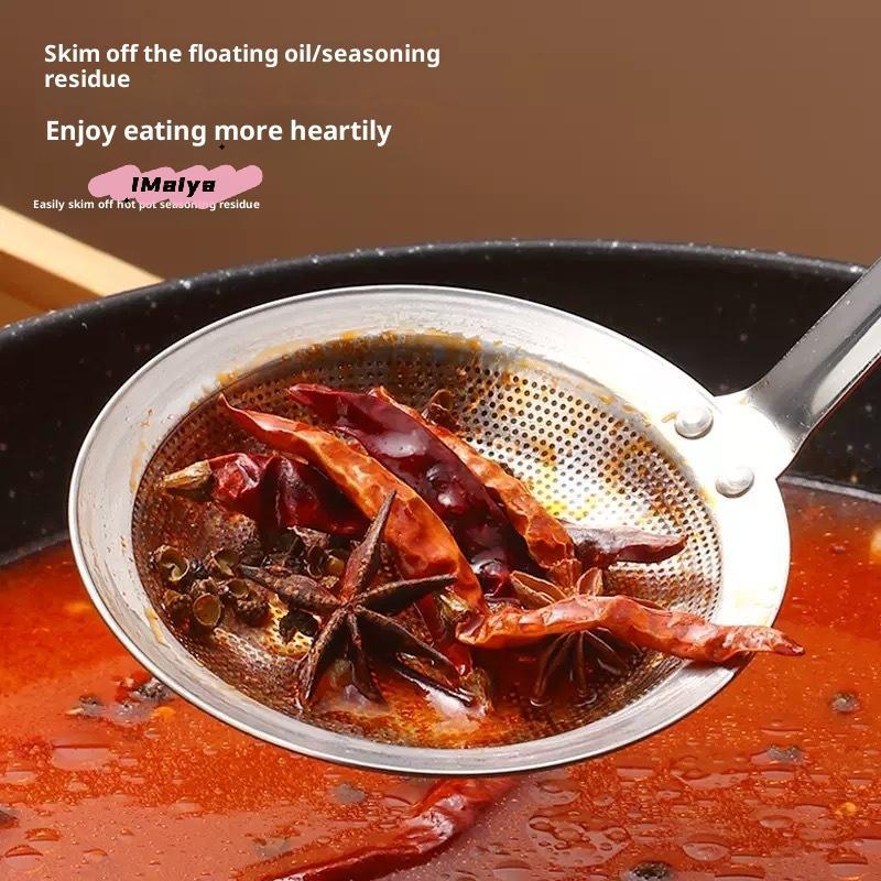 1 stk. Rustfrit Stål Finmasket Fedt-skummer Ske med Håndtag Olie-skum Fedt-skum Filter Køkken-si Værktøj til Madlavning
