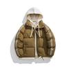 New couple loose hooded cotton-padded jacket, winter black fake two-piece thickened warm cotton-padded jacket