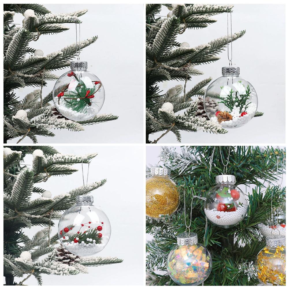 12Pcs/box Christmas Tree Balls Ornament 6CM Transparent Hanging Bauble Pendant 2025 Christmas New Year Party Home Decoration