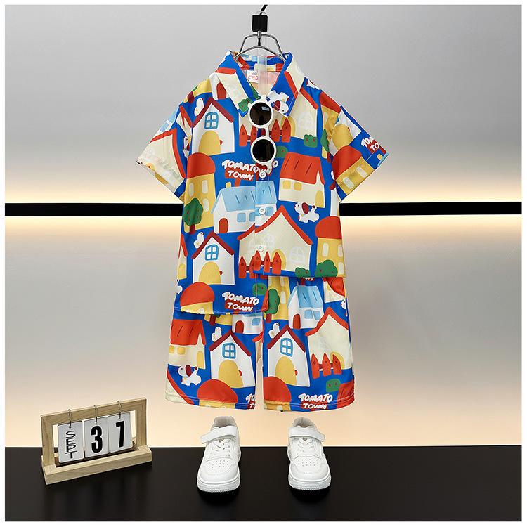 Trendy Boys' Street Style Summer Beachwear Two-Piece Set