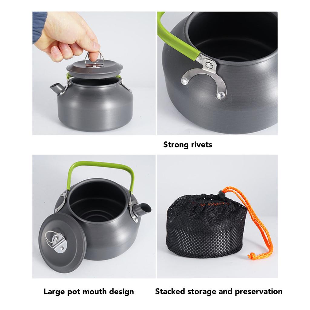 0.8L Outdoor Teapot Set Aluminum Portable Camping Coffee Pot for Hiking Fishing Picnic