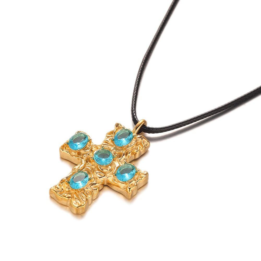Metal Cross Pendant Necklace Irregular Exaggerated Necklace Jewelry INS Vintage Necklace  Gift