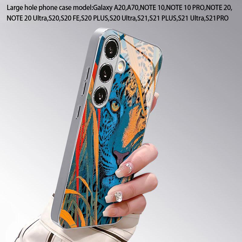 2D Kontrastfarben Leopard Muster Handyhülle für Samsung S26 S25 S24 S23 S22 S21 S20 A56 A36 A16 - Glas Schutzhülle