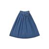 Lace Up Corset Midi Long Skirts Women Spring Summer Korea Style Vintage High Waist Jean Skirt A Line Ruffle Pleated Denim