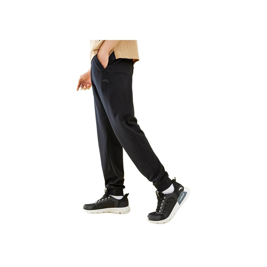 Anta Solid Color Logo Identification Cuffed Loose Knit Sports Pants Men Pants 952327316-3