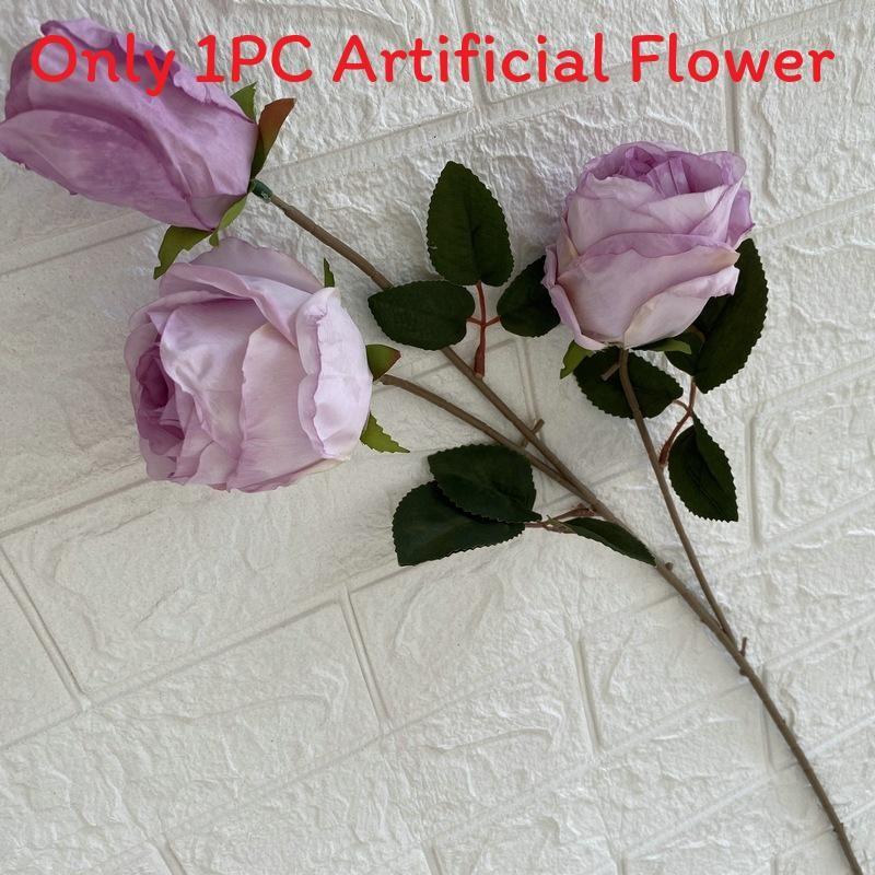3head Long Branch Rose Artificial Flowers For Wedding Decor And Home Decorations