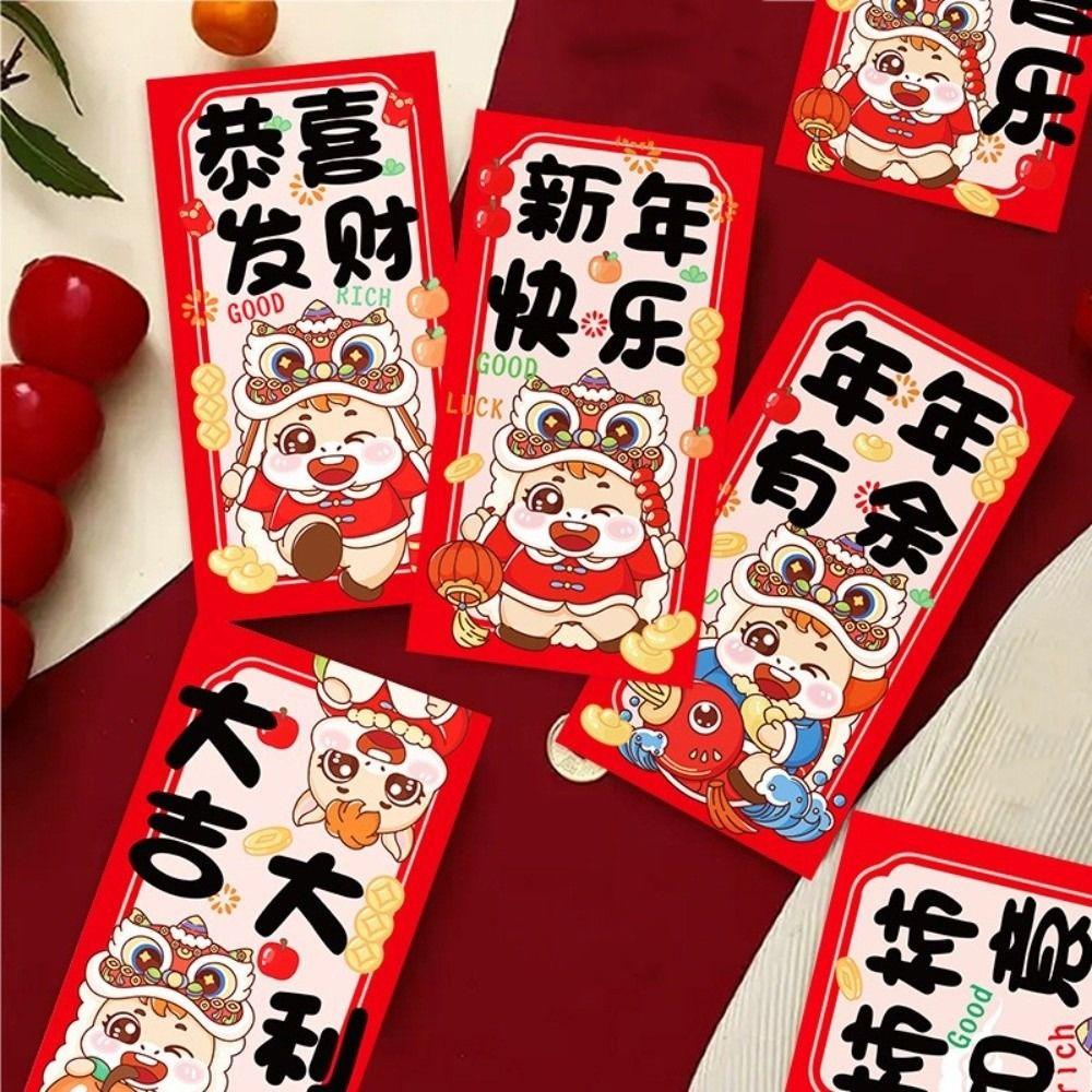 6pcs Best Wishes 2026 Horse Year Money Envelope Chinese Tradition Red Envelope  New Year Celebration