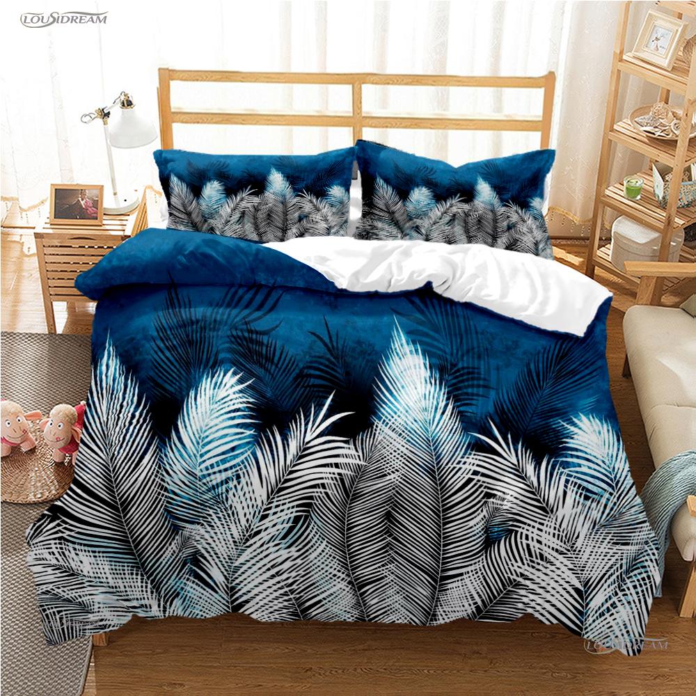 Tropical Leaf Fashon Duve All Season Duvet Cover Comforter Bedding Set Soft Quilt Cover and Pillowcases Single/Double/Queen/King