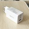 65W GaN Tech Fast Charger With 3 ports(1 USB-A&2 USB-C), PD+PPS Fast Charger Compact USB Adapter