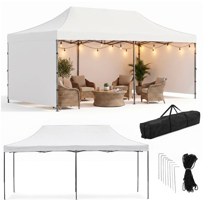 Pavillon pliant de réception jardin - SPRINGOS - GP0006 - 3x6 m - Structure acier - Toile Oxford 420D hydrofuge