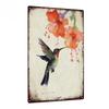 Vintage Hummingbird & Wild Flowers Metal Tin Sign, Rustic Wall Art for Home, Living Room, Bars, Cafes - Weathered Look Decor