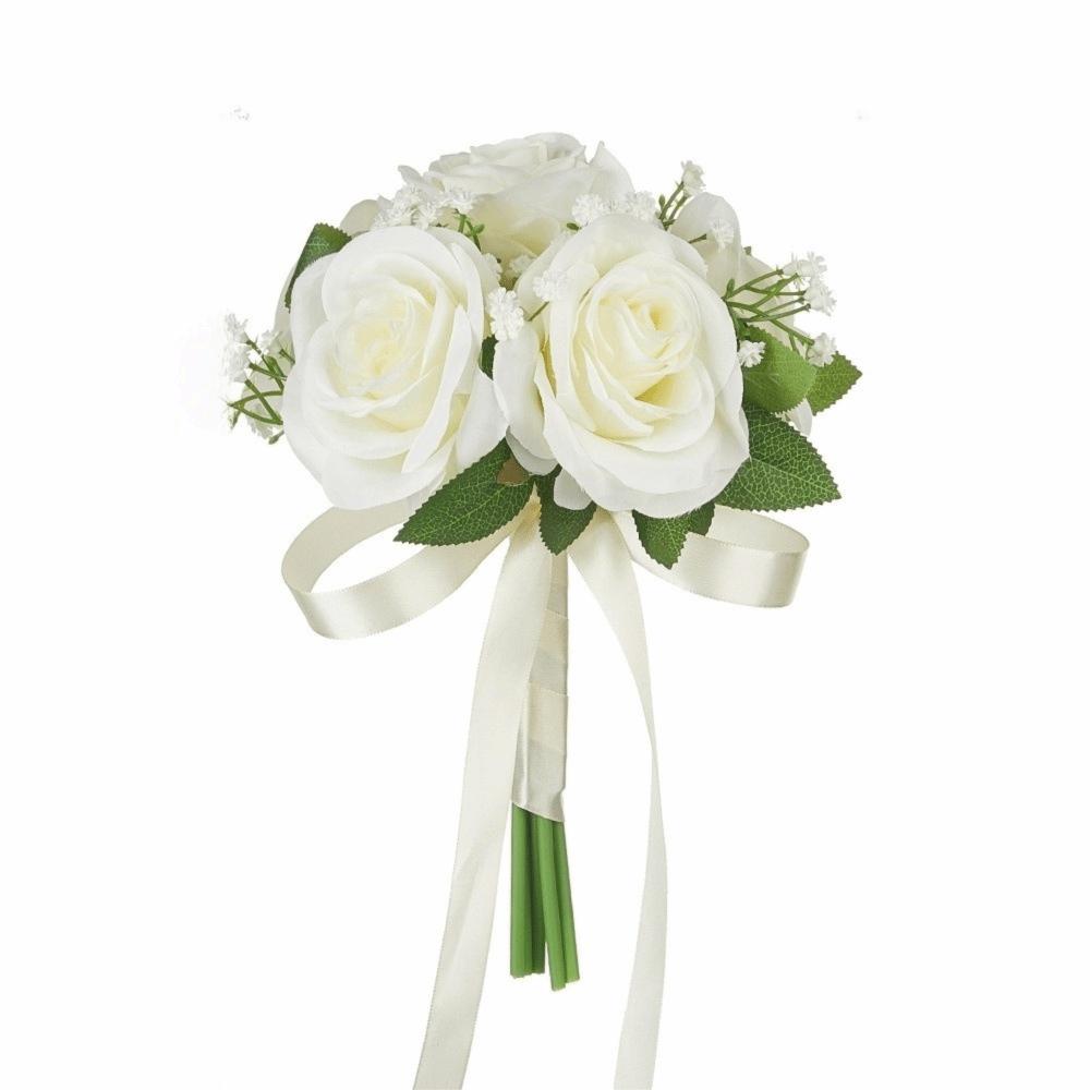 Silk Flowers Bridal Bouquet Artificial Roses Artificial Silk Flower Bouquets Women Girls