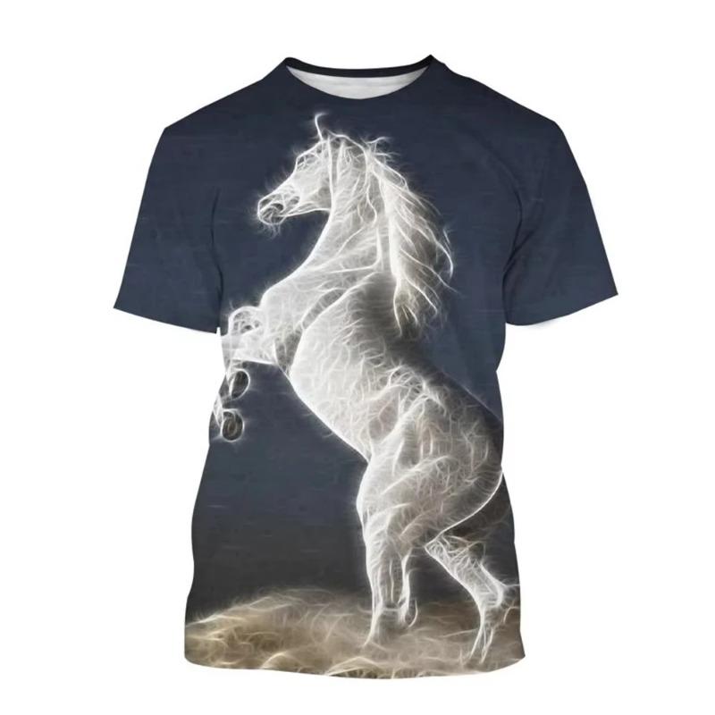 Summer Men Tshirt Fashion Animal Horse 3d Printing Print Neutral Casual Harajuku Style Summer Kid TShirt Women Tshirt Y2k Top