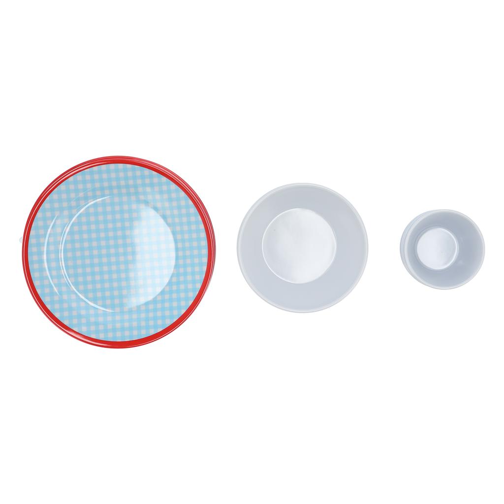 12 Stück/Set Haushaltsgeschirr Hellblaues Gitter Tasse Schüssel Teller für Zuhause Küche Restaurant