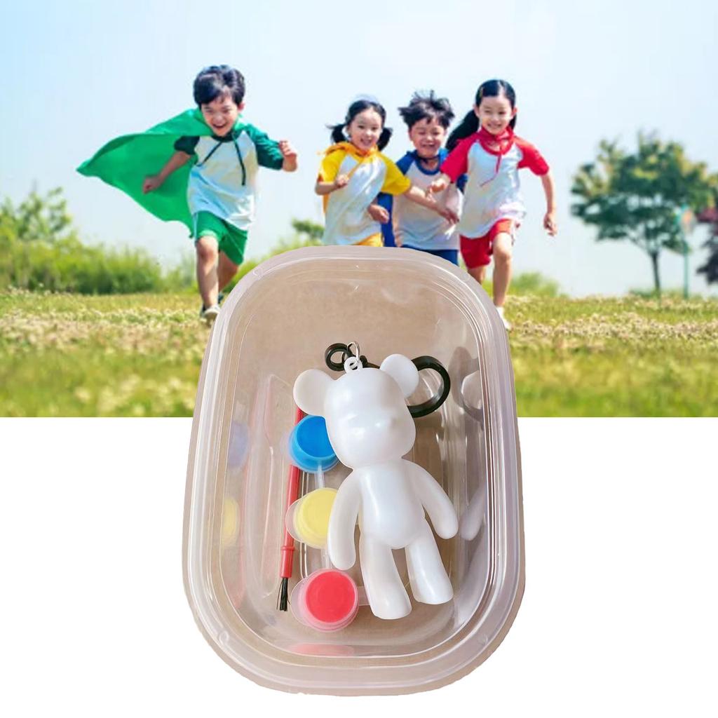 Fluid Bear Keychain DIY Graffiti Painting Violent Bear Models Keychain for Children Fluid Bear, Paint, Pen, Box