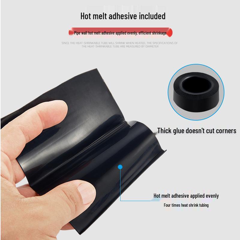 Adhesive-Lined Waterproof Heat Shrink Tube: 4x Shrink, Wear-Resistant, Split Wire Sleeve